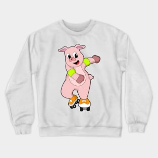 Pig as Skater with Inline skates Crewneck Sweatshirt